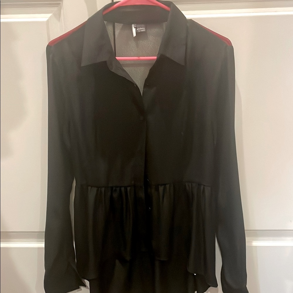 Black Button Up: Peplum With Sheer Back - image 1